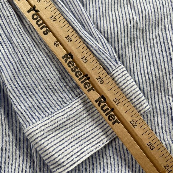 Rolla's Shirt Womens 10 Medium Blue Striped Slouchy Relaxed Button Down Cotton - Picture 12 of 16